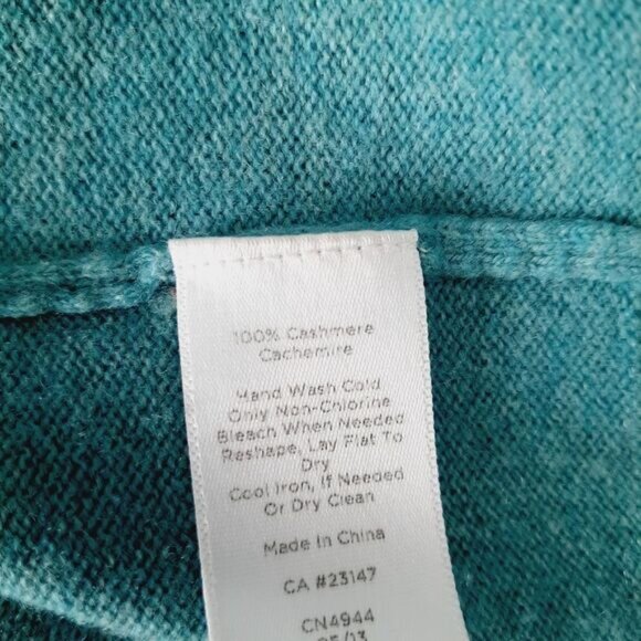 TALBOTS 100% Cashmere Sweater Crewneck Teal Blue Sz M P - Picture 7 of 7